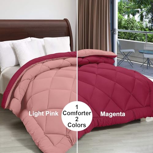Image of Cloth Fusion 220 GSM Reversible All Season Comforter for Single Bed, Soft AC Quilt Blanket for Summer /Winter /Monsoon (60x90 Inch, Magenta & Light Pink)