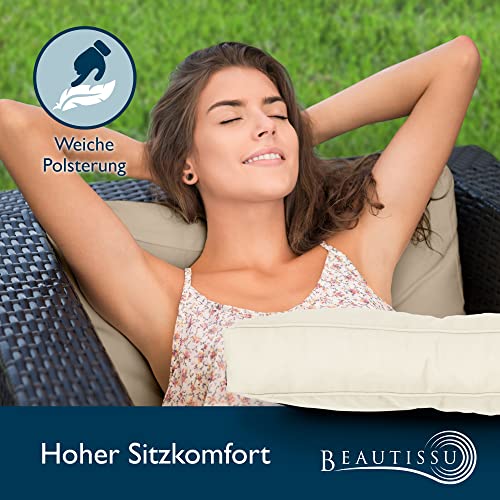 Beautissu Lounge Kissen Outdoor 60x60 cm Beige – Bequemes Sitzkissen Gartenstuhl 10 cm dick Sitzpolster Auflagen für Rattanmöbel Gartenmöbel Polster für Stühle Sessel Stuhlauflage Indoor – xLuna