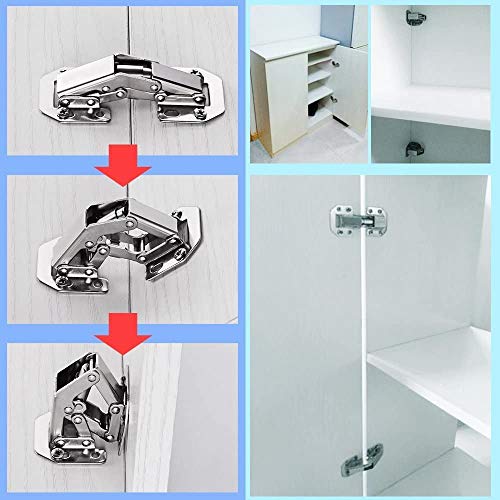 Tambee Cabinet Door Hinges Easy Installation 90 Degree Kitchen Concealed Cupboard Door Spring Buffer Hinges - No Slot Required 4-Pack #TOP5