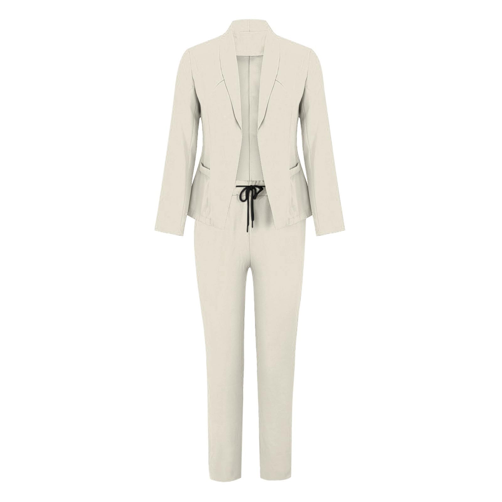 Conjunto deportivo de 2 piezas para mujer, trajes casuales para mujer, blazers de color sólido, pantalones de color puro, trajes ligeros para salir, otoño, conjuntos de chándal casual