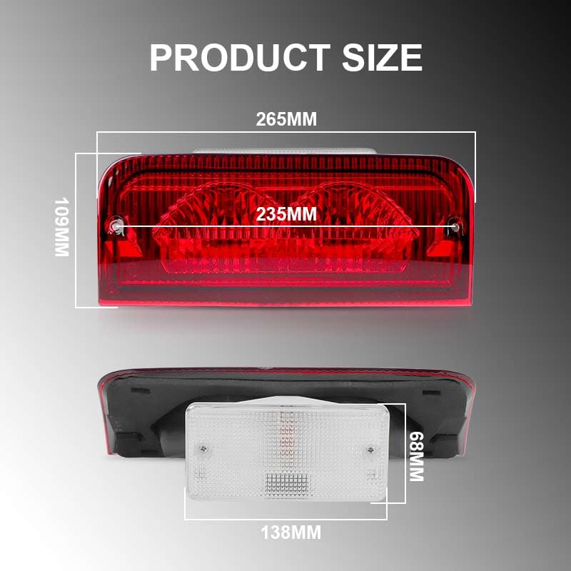 Troisième feu stop LED rouge et blanc pour Ford E-150 E-250 E-350 E-450 Série E - 4