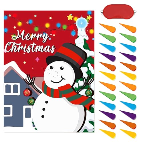Roaring Good Time Christmas Party Games Supplies Pin The Nose On The Snowman Christmas Games for Kids Xmas Party Games Activities for Families Xmas Gifts
