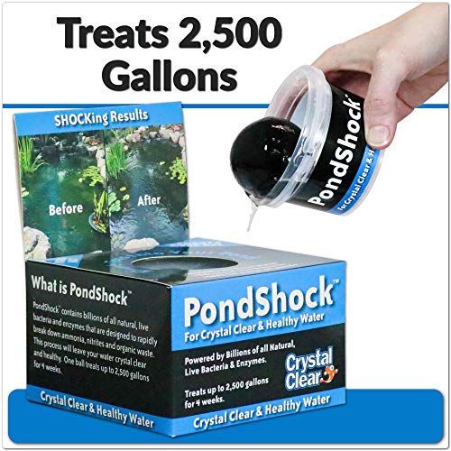 Crystalclear Pondshock Ball, Natural Enzymes & Live Bacteria, Freshwater Clarifier Shock Treatment, Muck & Sludge Remover For Small Pond & Outdoor Water Garden Ponds, Koi Fish & Aquatic Plants Safe #TOP3