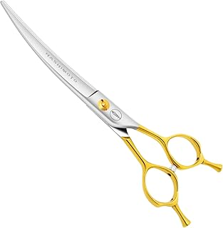 HASHIMOTO Curved Scissors for Dog Grooming, Light Weight, 7.0 inch, 30 Degree Curved Blade, Professional or DIY Use