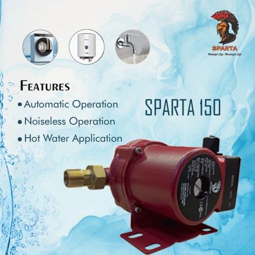 Image of Sparta Inline Pressure Booster, 150 watts Foot Mounted Inline Pressure Pump for Hot Water Circulation, Washing Machine, RO's, etc | Silent Pump Used for Pressure Boosting apllications