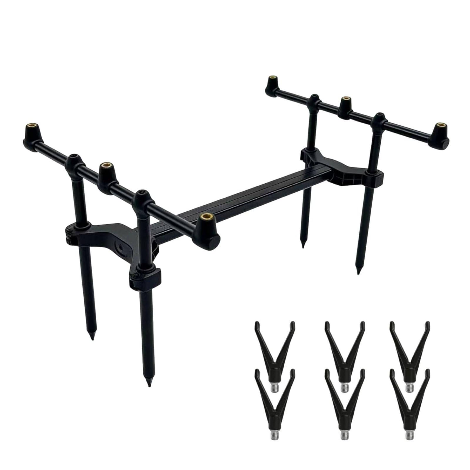 Baoblaze Fishing Rod Stand Portacanna Doppio a Picchetto con Forcella a V Stabilizzante Interfaccia Filettata Universale in Lega di Alluminio Adatto per Pesca da Riva Rive Lacustri Escursioni di Pesca