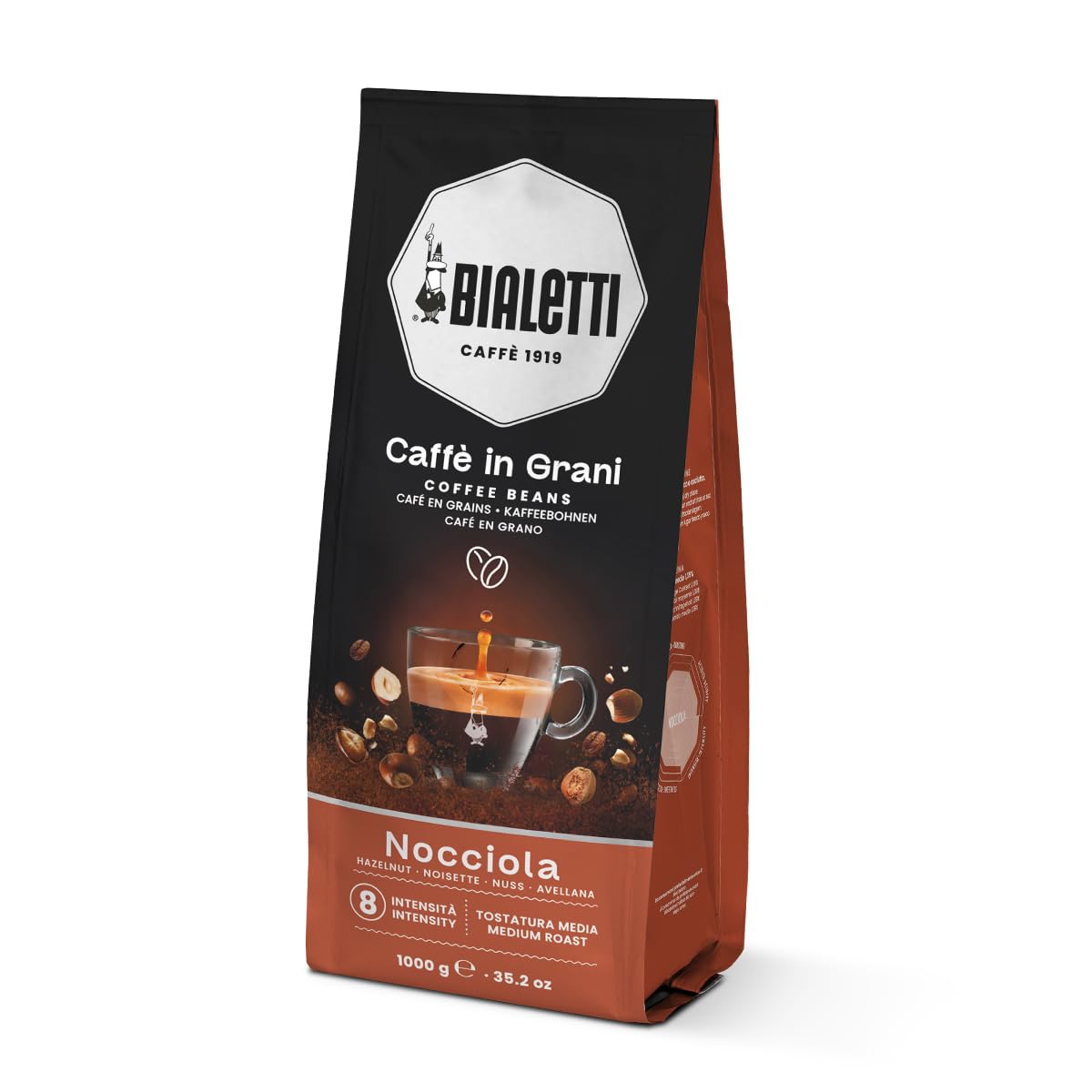 Bialetti Esperto Grani, Caffè in Grani, Aromatizzato Nocciola, 1 KG