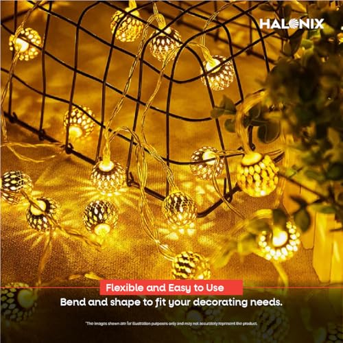 Image of Halonix Plastic Decorer Glowly Globe 15 Bright Led String Light | Diwali Light | Christmas Light | Wedding Light | Festive Lights for Home Decoration (Warm White, 4 Meters)