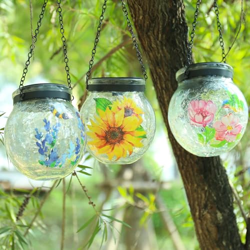 Solar Lantern Outdoor Waterproof 3 Pack Hanging Solar Lights Garden Decor by DREAM GARDEN - Used condition - Image 2
