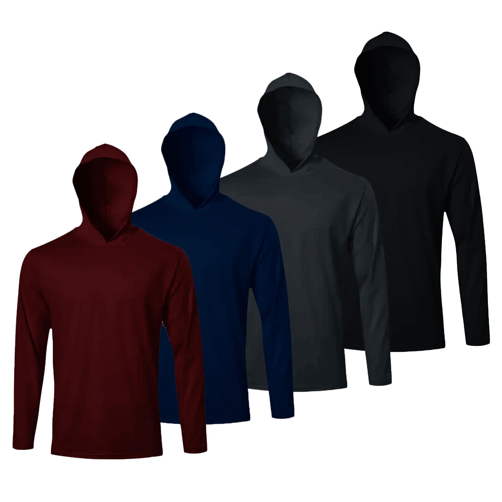 LeeHanTon Long Sleeve Fishing Shirt for Men Quick Dry Lightweight Sun Protection Shirts with Hood Athletic Hoodie