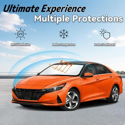 Image of Windshield Sun Shade for Hyundai Elantra 2021-2026 | Car Front Window SunShade with 240T Sun Visor Protector Blocks UV Rays Heat Sun Shield Accessories