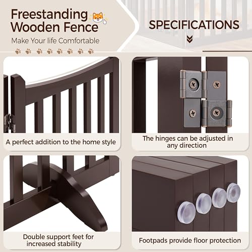 Yaheetech 36″ H Extra Tall Freestanding Pet Gate 4-Panel Wooden Dog Fence with 2 Support Feet Folding Dog Gate for Indoor, Stairs, Doorway, Halls, Kitchen Wooden Pet Barrier Espresso, 79.5″ L x 36″ H Yaheetech 36″ H Extra Tall Freestanding Pet Gate 4-Panel Wooden Dog Fence with 2 Support Feet Folding Dog Gate for Indoor, Stairs, Doorway, Halls, Kitchen Wooden Pet Barrier Espresso, 79.5″ L x 36″ H
