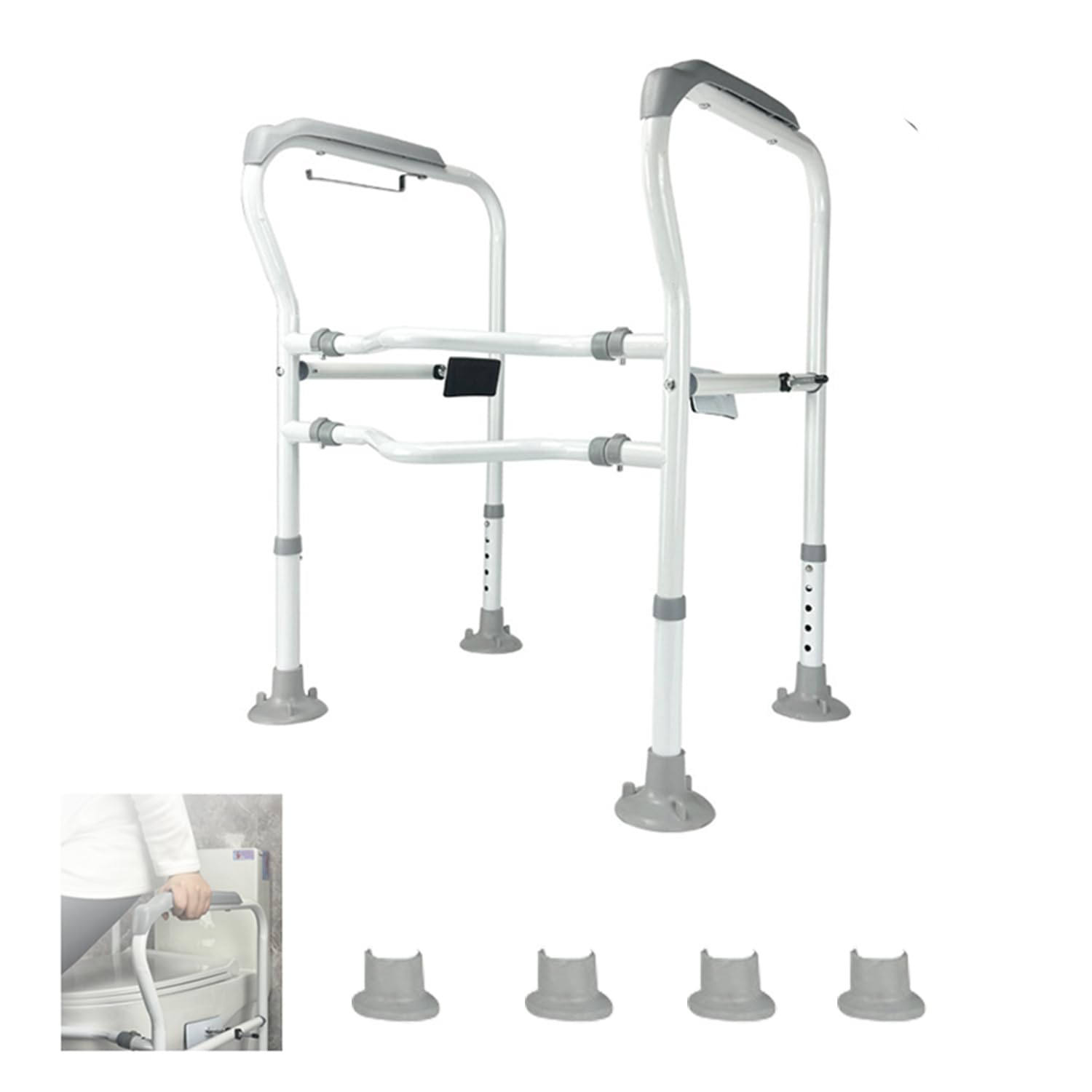 Apoyabrazos Wc Estructura De Apoyo Para Personas Mayores,Asidero Inodoro,Alzador Wc Adulto,Dispositivo De Asistencia Para Ir Al Baño,Altura Ajustable,Apto Para La Mayoría De Baños,Carga 150 Kg