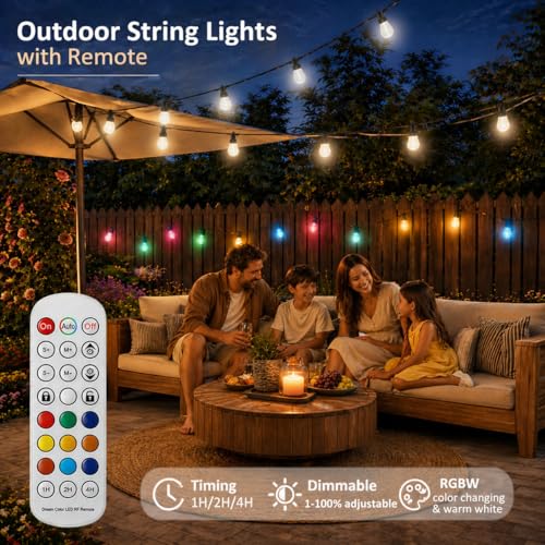 Outdoor String Lights Waterproof Color Changing Patio Lights for Backyard by XHT - Used condition - Image 3