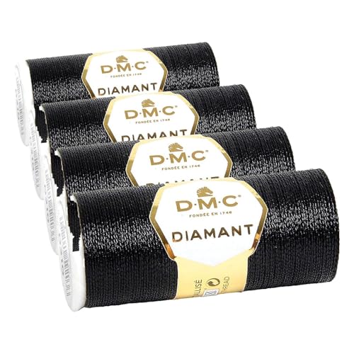Image of DMC Diamant Metallic Needlework Thread, 38.2-Yard, Ebony (Pack of 4)