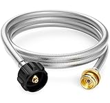 NUPICK 6 Feet Propane Adapter Hose, Propane Hose Adapter 1lb to 20lb, Stainless Steel Propane Grill Hose for Buddy Heater, Weber Q, Coleman Camping Stove, Protable Grill