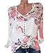 Produktbild TWIFER 2022 Chiffon Sommer Shirt Damen beiläufige Blumen Druckknopf T Shirt Chiffon unregelmäßige Rand Spitzenbluse