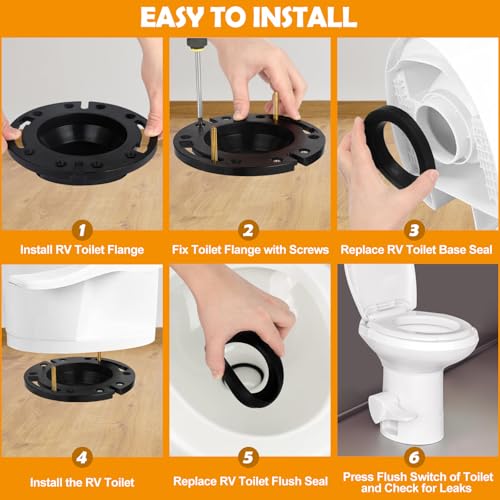 Image of Wayona RV Toilet Seal Kit and 3 Inch RV Toilet Flange for 300 310 320 RV Toilets, RV Toilet Replacement Parts for 385345892 RV Floor Flange, 385311658 Flush Seal and 385311652 Base Seal Black