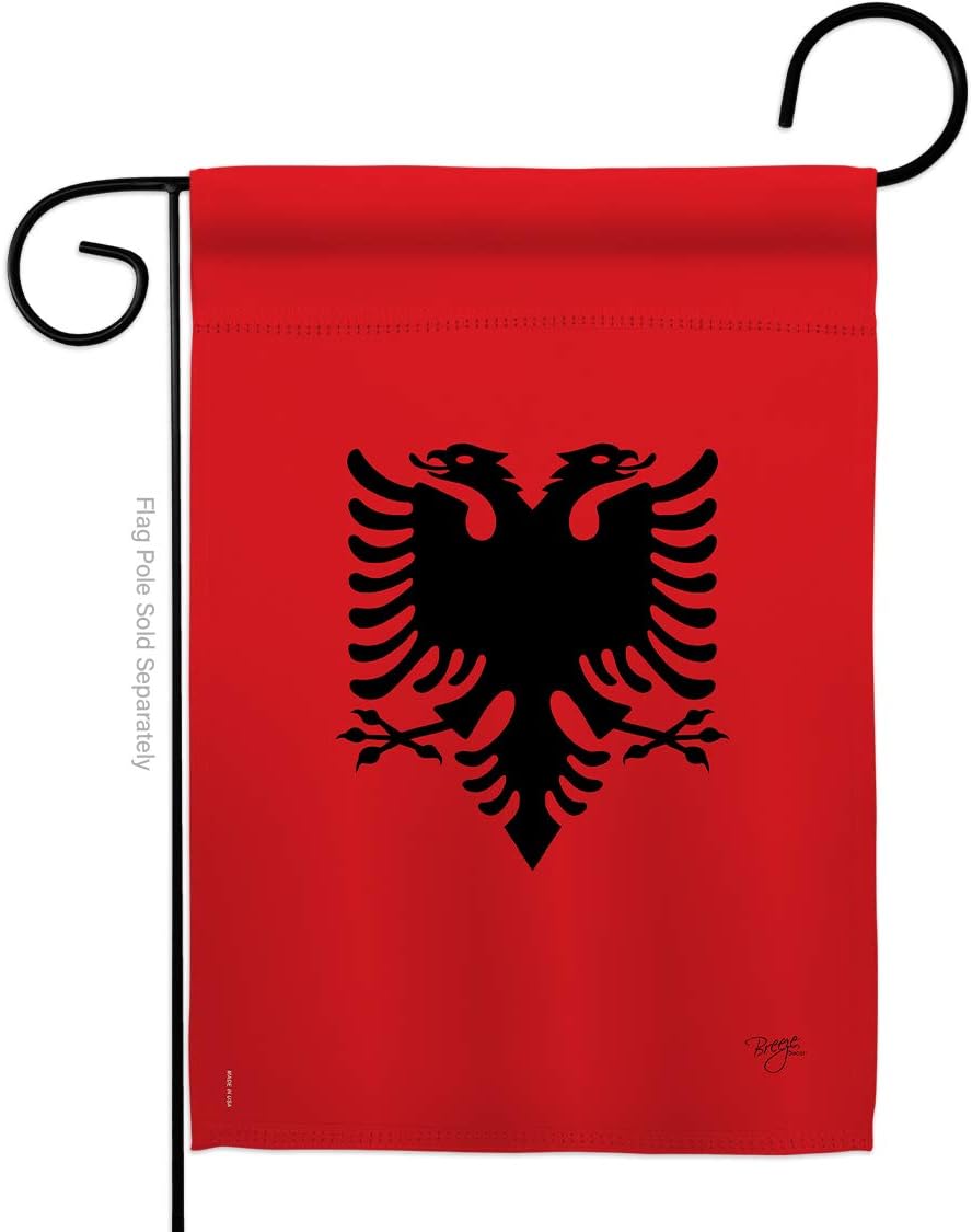 Albania Garden Flag Set Wall Holder Regional Nationality Nation International World Country Particular Area Small Decorative Gift Yard House Banner Made In USA 13 X 18.5