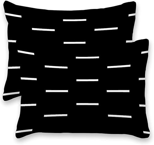 Miniatura 3 de Funda de almohada africana de tela de barro, funda de almohada negra con tablero blanco, diseño tribal bohemio moderno de 11.8 x 15.7 in, fundas de