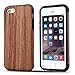 TENDLIN Compatible with iPhone 5S Case/iPhone SE 2016 Case (1st Gen) Wood Grain Outside Soft TPU Silicone Hybrid Slim Case Designed for iPhone 5 / 5S / SE (1st Gen 2016) - Red Sandalwood