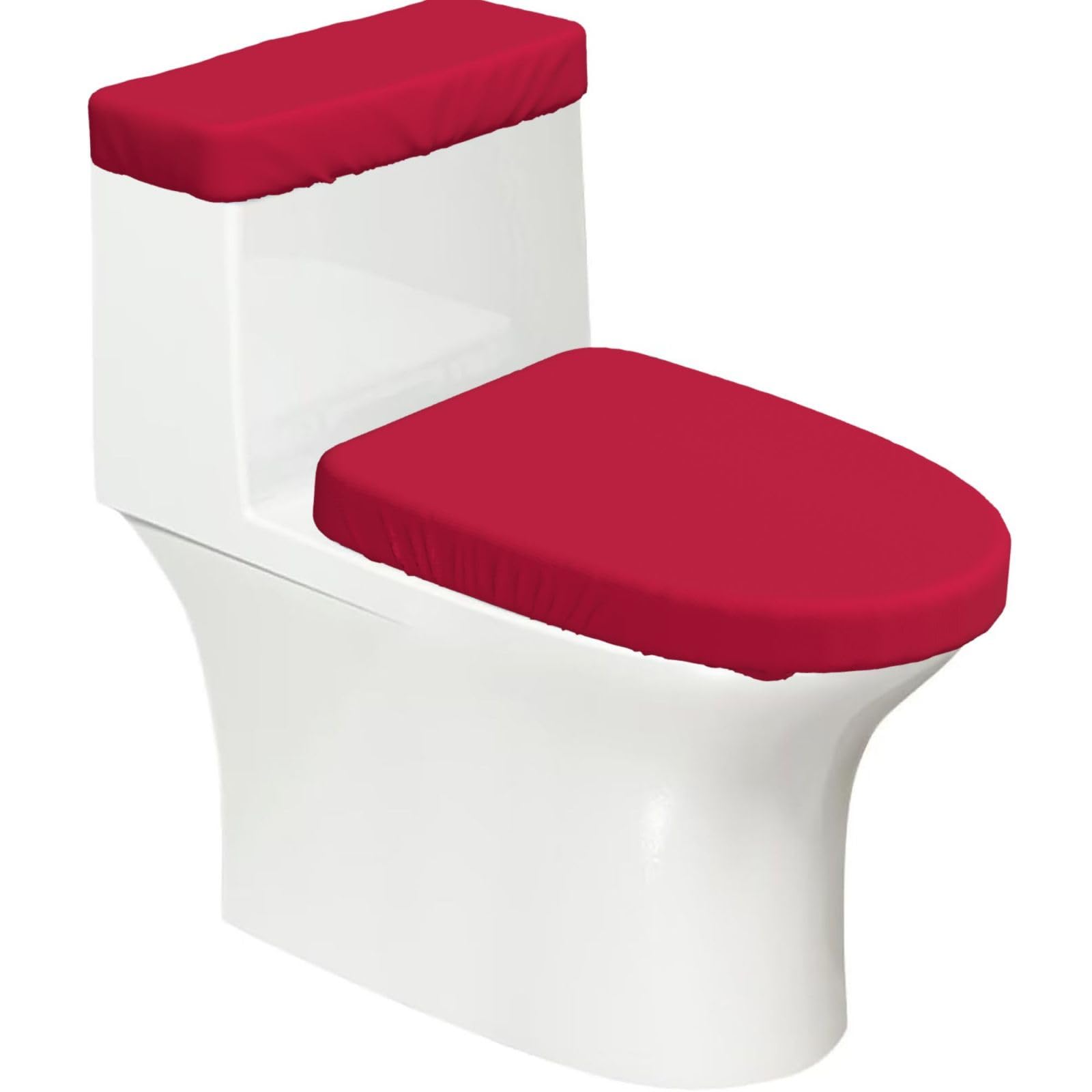 Duykimqw Black Carmine Print Bathroom Toilet Lid Cover, Water Tank Covers