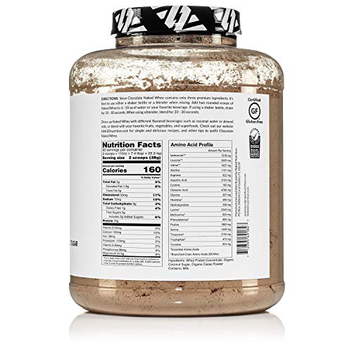 Naked Whey Chocolate Protein - All Natural Grass Fed Whey Protein Powder, Organic Chocolate, and Coconut Sugar 5lb Bulk, GMO Free, Soy Free, Gluten Free Aid Muscle Growth and Recovery 60 Servings - Image 6