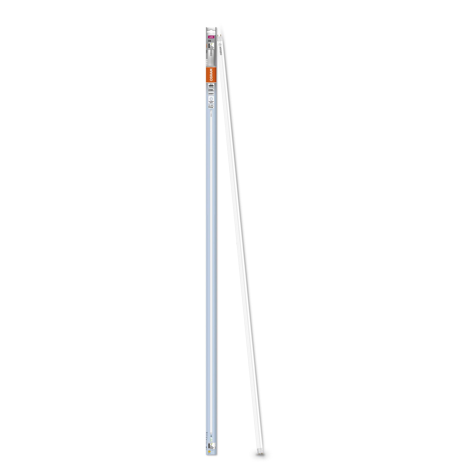 OSRAM LED TUBE T8 58 EM PC 1500 mm, tubo LED lineal, 18,3W, 2200lm, 4000K, luz blanca fría, reemplazo LED para tubos fluorescentes T8 con casquillo G13, larga vida, optimo consumo de energía