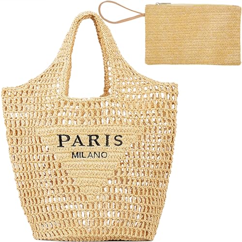 QZUnique Women Straw Woven Bag Summer Shoulder Bag Beach Purse Hobo Vacation Straw Clutch Handbag