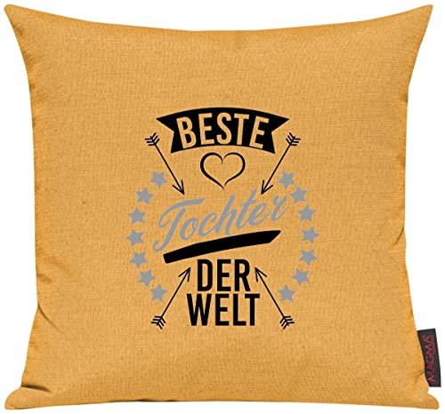 Shirtinstyle Kissen Sofakissen Motiv Typo Kuschelidee Beste Tochter der Welt, Familie Verwandschaft, Liebe, Freude, Dankbarkeit, Kissen, Sofa, Farbe gelb Cover