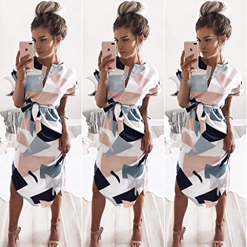 AHOOME Vestito Lungo Donna Estivo collo V Casual