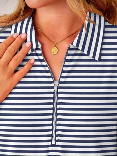 Image of ANRABESS Womens Summer Dresses Casual Sleeveless Ribbed Half Zip Polo Collar Tshirt Dress 2026 Spring Tunics Short Sundress