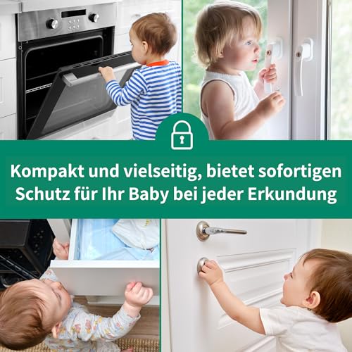 Moonybaby 4 Stück Vielseitige Kindersicherung für Türklinken, Türgriff Sicherheitshebel, Kindersicherung Tür, Kein Werkzeug, Einfache Bedienung (Weiße) (Door