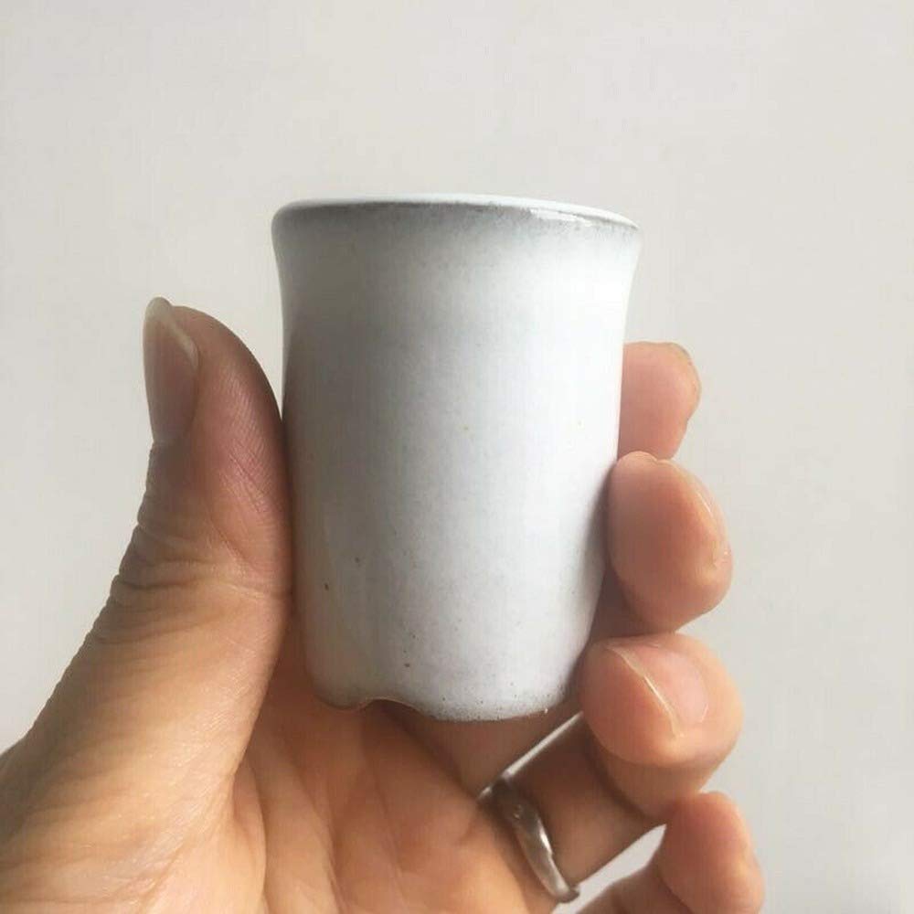 LOOPIG 1 Pcs Round Semi Cascade Glazed Mame Bonsai Mini Cactus Succulent Pot 4x4x5.3cm