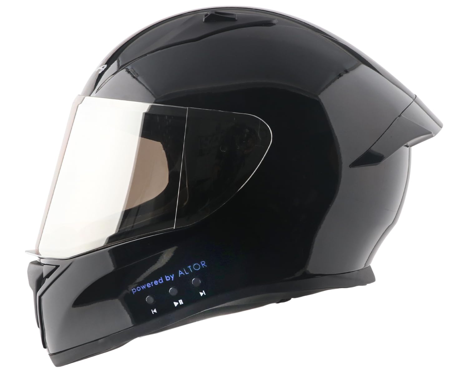 Vega Bolt ISI Certified Smart Bluetooth Full-Face Helmet – Shockproof, UV-Protected, Lightweight, Premium Comfort Black M