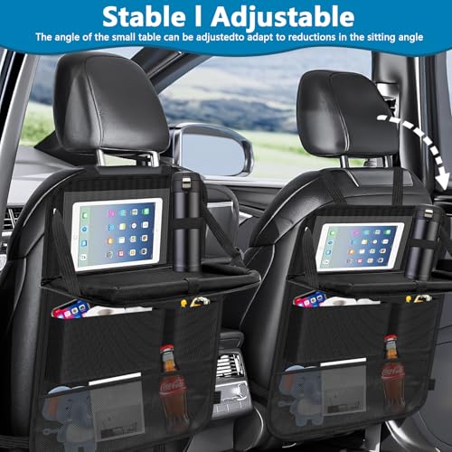 Auto Organizer Kinder, Rückenlehnenschutz Auto Kinder, Autositz Organizer, Große Rückenlehnenschutz mit Faltbarer Tischablage, Autoorganizer Kinder Autorücksitzorganizer, Tisch Autokindersitz, Schwarz