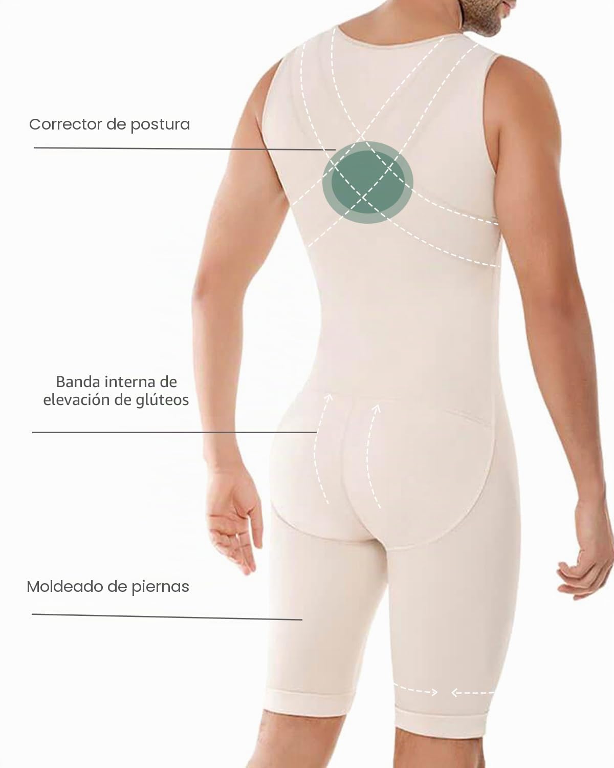 Fajas Shapewear Mono Reductoras Hombre Body Shaper Control de Abdomen y Piernas Compresión de Cuerpo Moldeadora Calzoncillos Pantalones Camiseta Interior