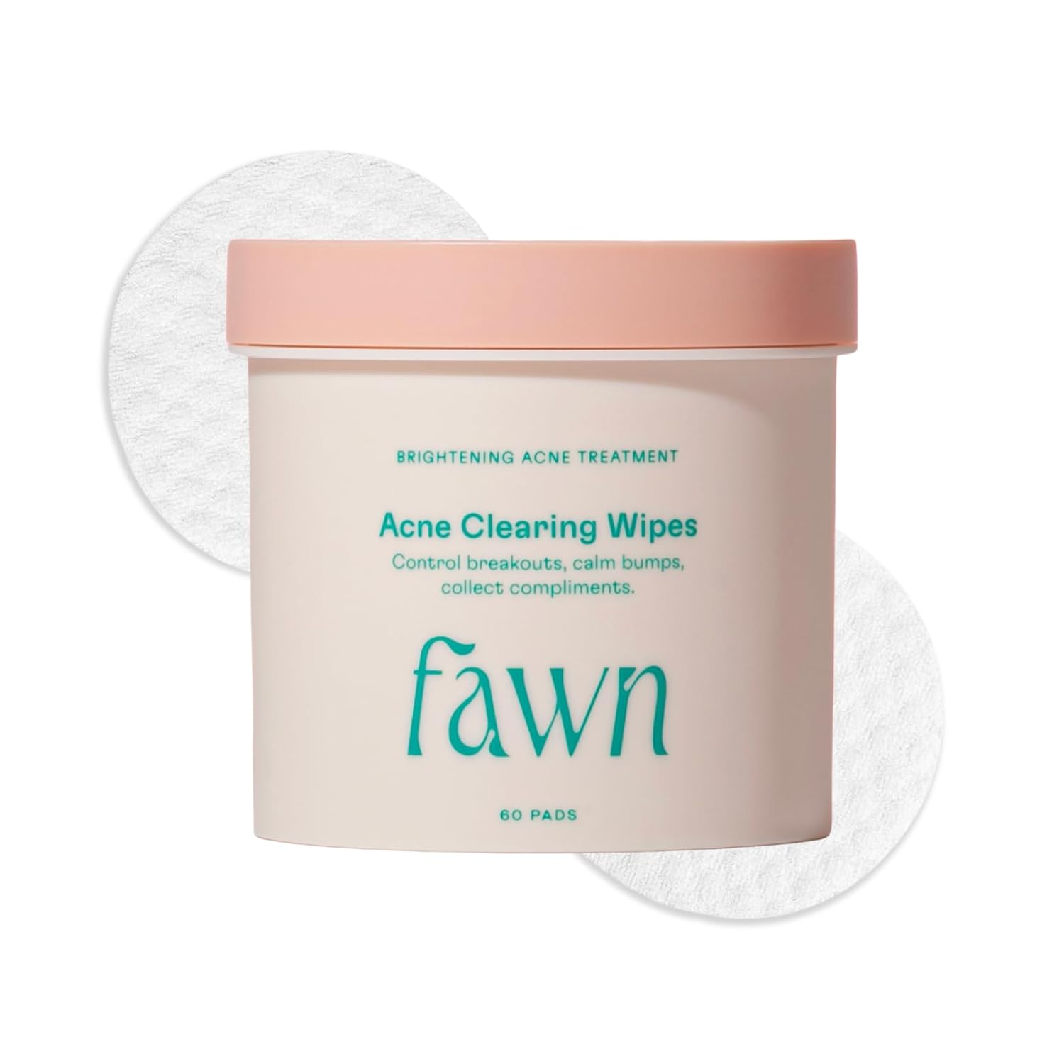 Fawn Acne Clearing Facial Toning Wipes with Salicylic Acid for Teen and Young Skin, Derm-formulated and Vegan, 60 Pads