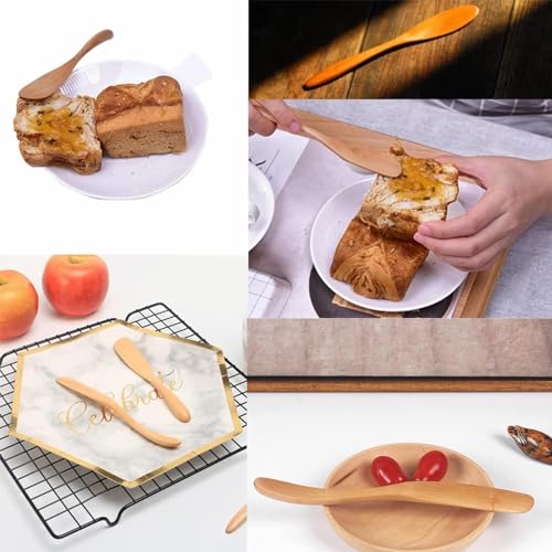 RUIENGCOMM 2Pcs Butter Spreaders Tableware Knives Wooden Butter Blade Wooden Knife Essential Natural Wooden Butter Knife Cheese Spreader for Jam, Jam, Cheese, Cream - Image 9