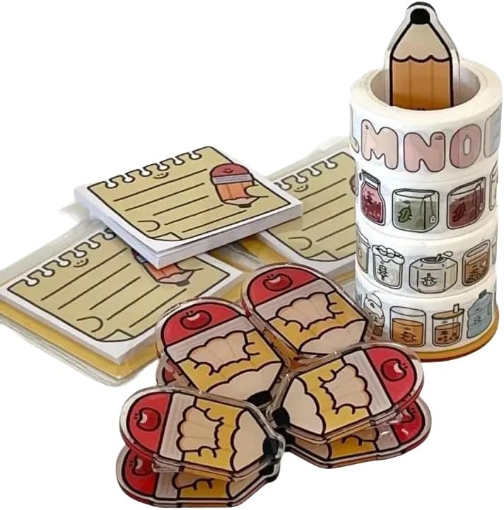 Xxkk Original Pencil Head Series Stationery - Creative Pencil Head Tape Holder