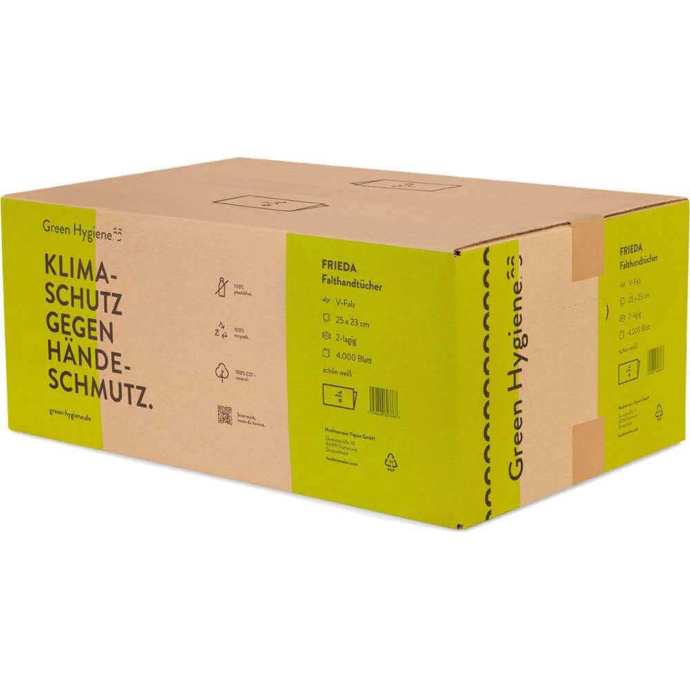 Green Hygiene FRIEDA - Asciugamani pieghevoli, piegati a Z, 25 x 23 cm, 100% CO2, 100% privo di plastica, 100% riciclati