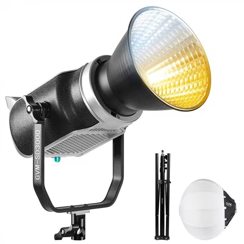 GVM 300W COB LED Video Light Kit with 26'' Lantern Softbox, Photography Lighting in 2700~7500K 12000Lux@1m CRI97+, APP Control 8 Scene Lights, Studio