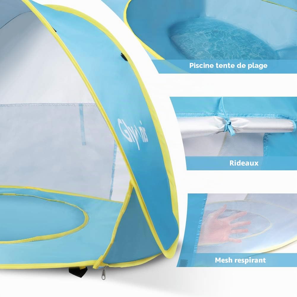 Glymnis Tente de plage pour bébé avec protection UV UPF 50+ Sun Shade Shelter pour bébé 0-3 ans