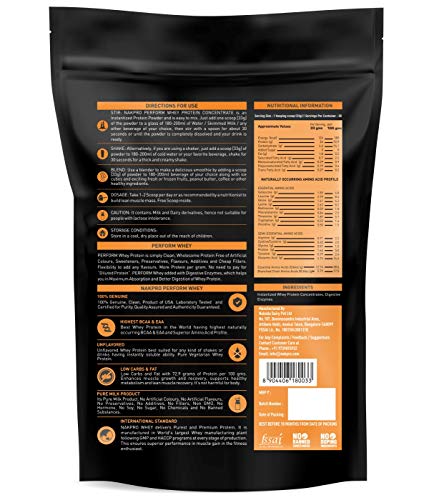 Image of NAKPRO PERFORM Whey Protein Concentrate - 24g Protein, 5.7g BCAA & 4.7g Glutamine (30 Servings) & Perform Whey Protein with Digestive Enzymes, Whey Protein Supplement Powder - Strawberry (30 Servings)