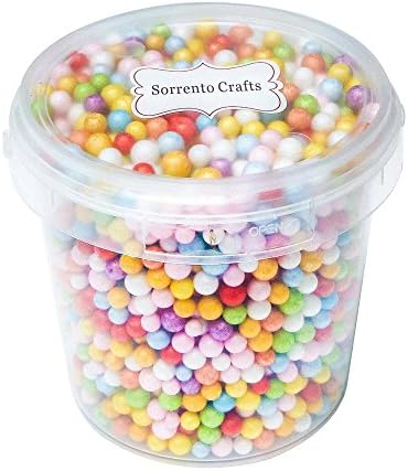 5-10mm(0.2-0.39 Inch) Mini Styrofoam Foam Balls Decorative Slime Ball DIY Wedding Party School Home Decoration 1bucket(Approx 1500Pcs) (Mixed Colors 1)