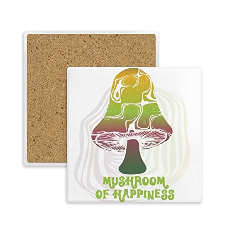 Coaster carré champignon vert dessous de verre absorbant en pierre multicolore - 2