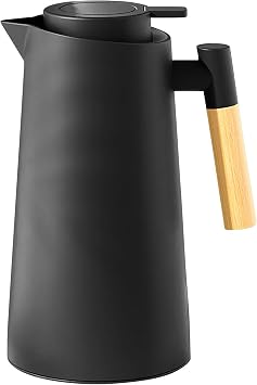 Thermal Coffee Carafe 1000ml Insulated Teapot with Glass Liner | Water Pitcher, Tea Jug for Home Kitchen Commercial Bedside Camping Travel Outdoor