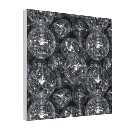 Lienzo decorativo de bola de espejo brillante Woshuwo enmarcado para dormitorio de 30x30 cm