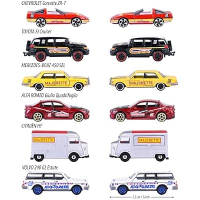 Majorette - Model Car from The Premium Birthday Edition 60 Years, Random Selection of 6 Metal Toy Cars (One Model per Decade), 7.5 cm, from 3 Years