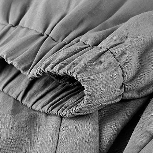 Image of Cotton Linen Capri Pants for Women 2025 Casual Printed Cropped Palazzo Pants Elastic Waist Lounge Baggy Trousers